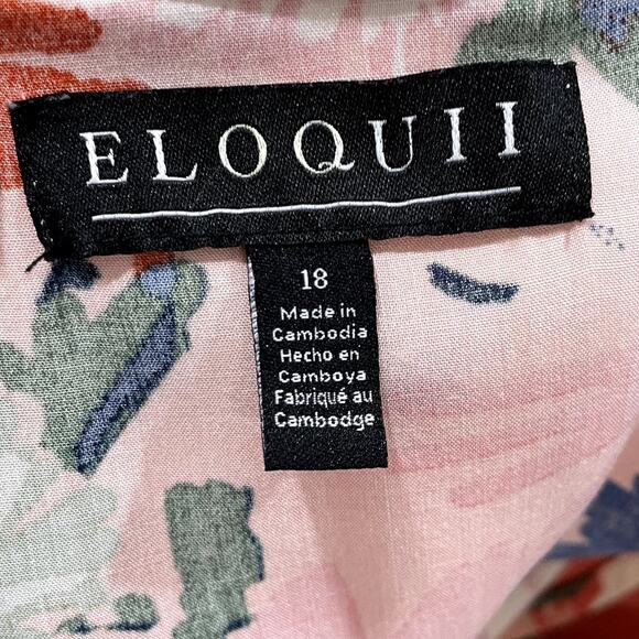 Eloquii Plus Size 18 Shirt Floral Peasant Top Ruffle Sleeve Boho Romantic Spring - Picture 6 of 10